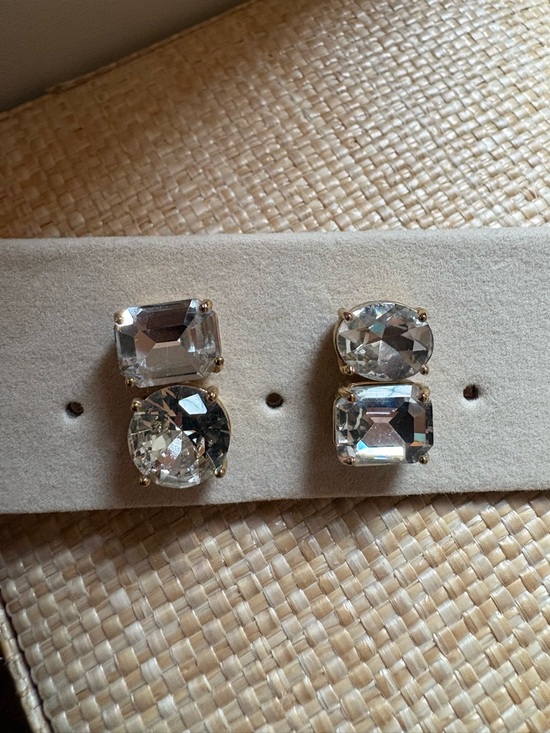 kate spade Jewelry - Kate Spade Diamond Stud Drop Earrings - Clear Crystal Duo